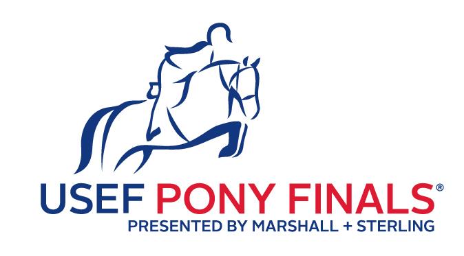USEF Pony Finals presented by Marshall + Sterling logo featuring a stylized pony and rider jumping